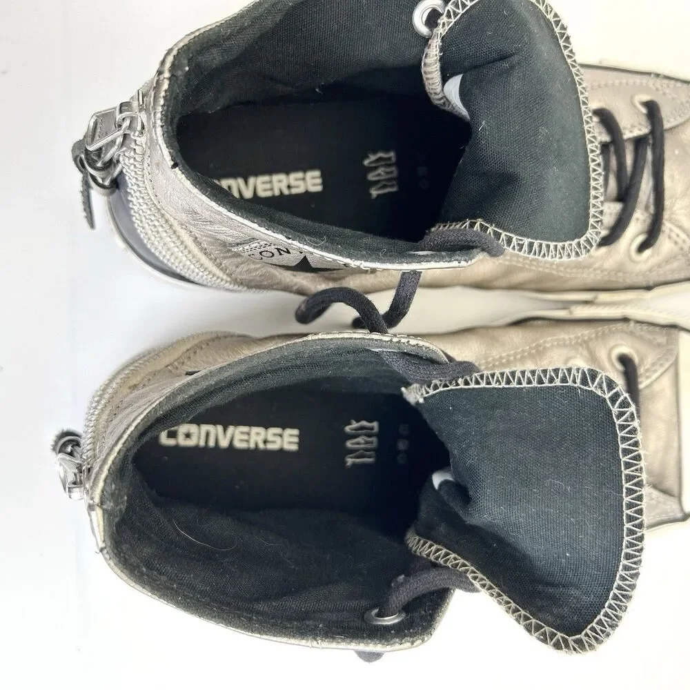 Converse Chuck Taylor All Star Tri-Zip Sneakers Womens Sz 10 Silver Leather
